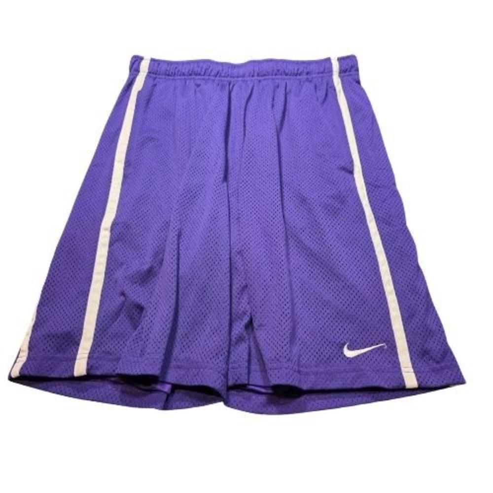 Nike Mens Purple Mesh Basketball Shorts White Stripe Swoosh Logo Retro